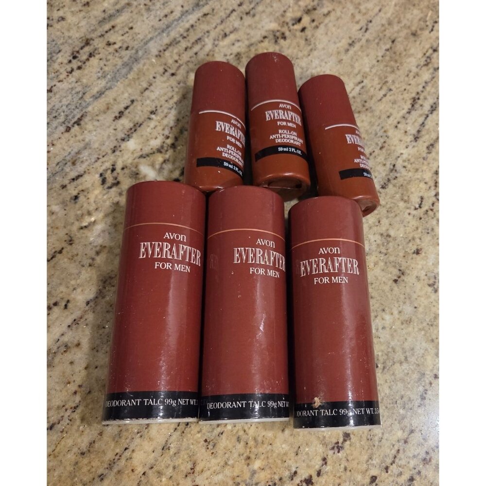 Vintage Lot Of 6 Everafter For Men Talc By Avon Deodorant Talc & Roll On